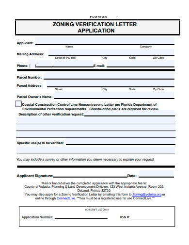 zoning verification letter application template