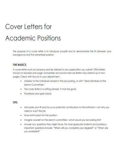 academic positions cover letter template
