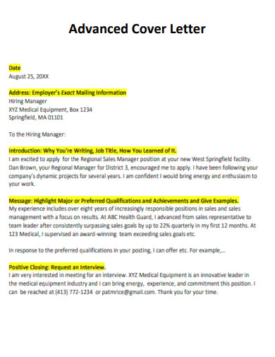 advanced cover letter template