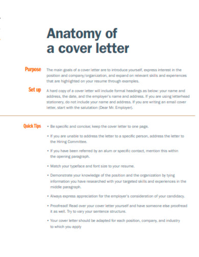 anatomy of cover letter template