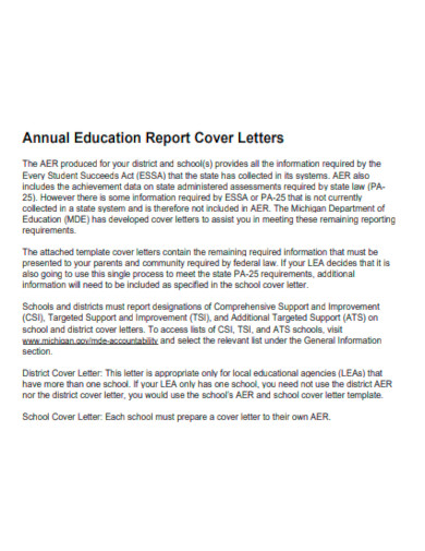 annual education report cover letter template