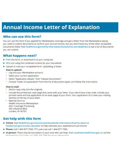 annual income letter of explanation template