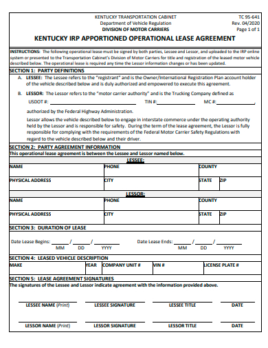 apportioned operational lease agreement template