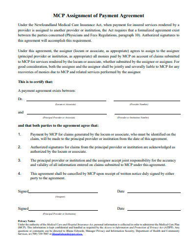 assignment of right to receive payment