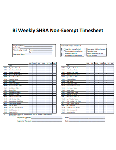 bi weekly non exempt timesheet template