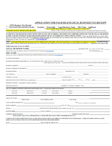 business tax receipt template