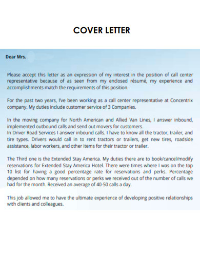 call center cover letter template