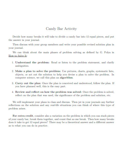 candy bar activity template