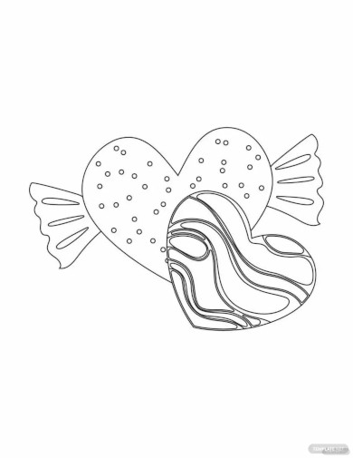 candy heart coloring page template