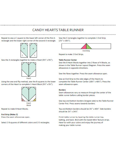 candy heart table runner template