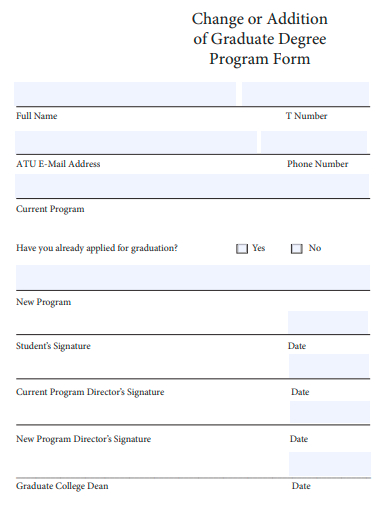 change or addition of graduate degree program form template