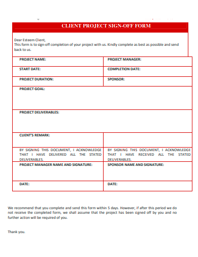 client project sign off form template