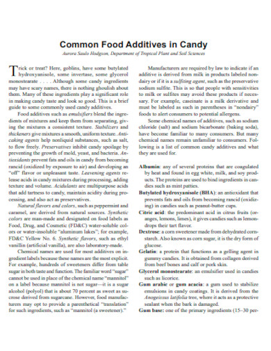 common food additives in candy template