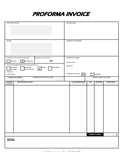 confidential proforma invoice template