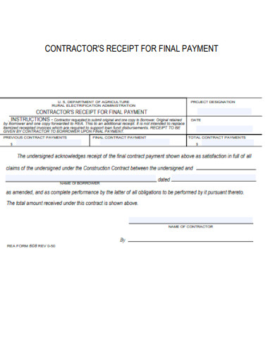 contractor receipt template