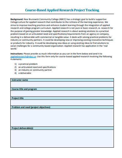course based applied research project tracking template