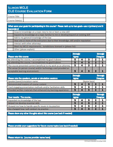 course evaluation form template