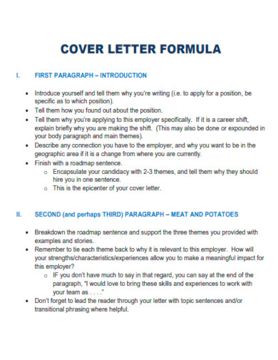 cover letter formula template