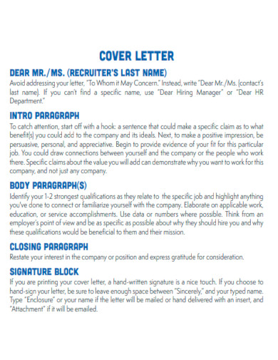 cover letter handout template