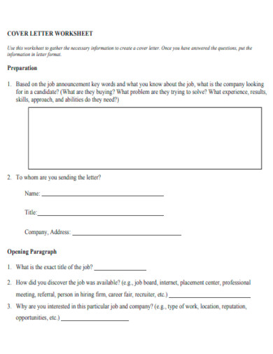 cover letter worksheet template