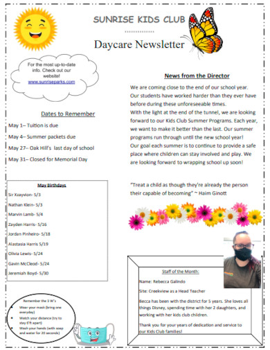 daycare newsletter template