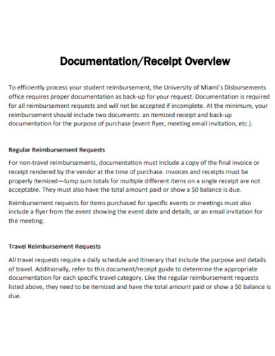documentation receipt template