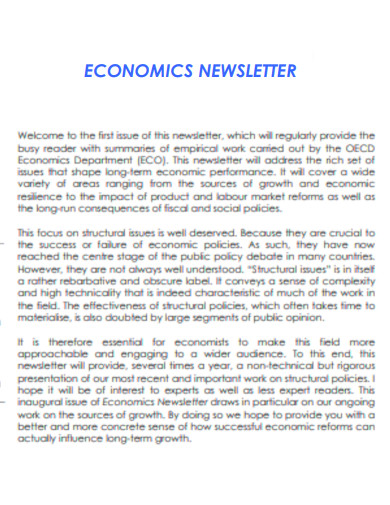 economics newsletter template