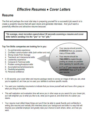 effective resumes cover letter template
