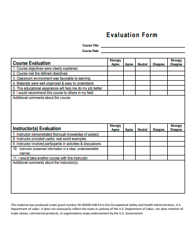 evaluation form example