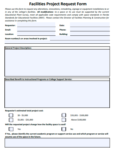 facilities project request form template