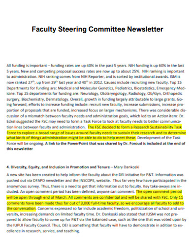 faculty steering committee newsletter template