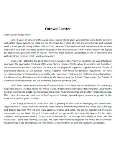 farewell letter template