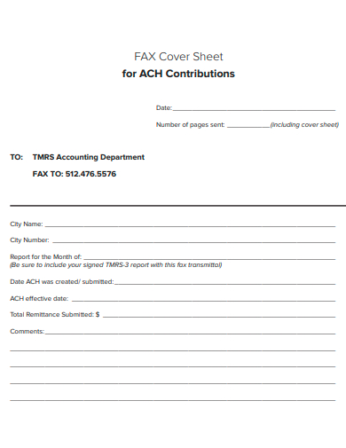 fax cover sheet for contributions template
