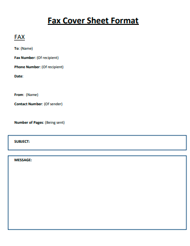 fax cover sheet format