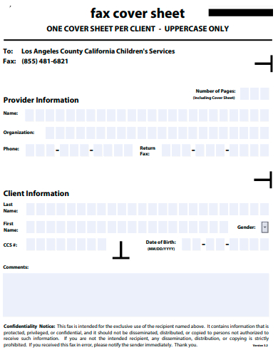 fax cover sheet per client template