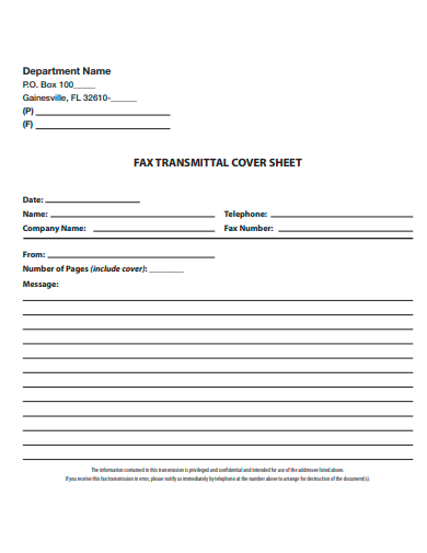 fax transmittal cover sheet template