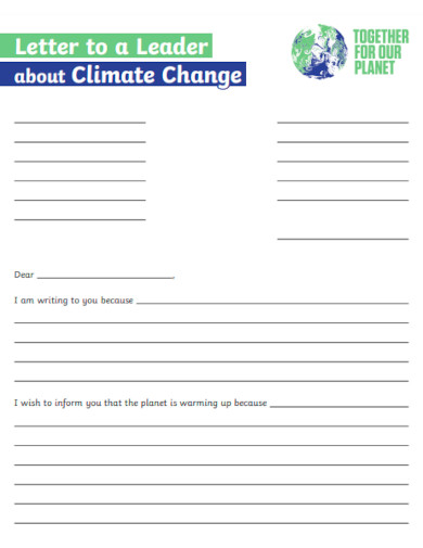 fillable letter to a leader about climate change