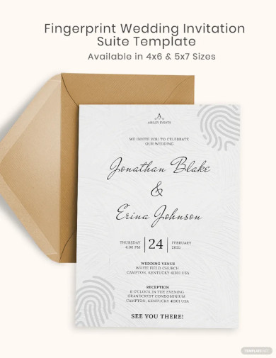 fingerprint wedding invitation suite template