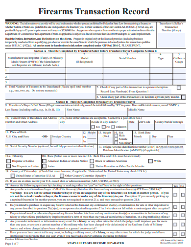 firearms transaction record form template