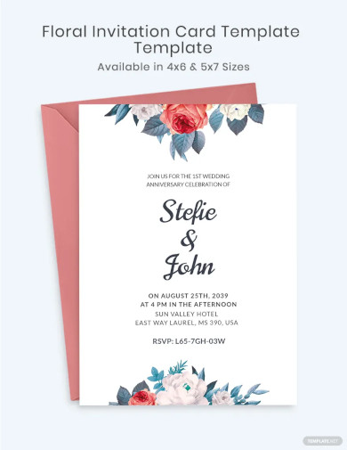 floral wedding invitation card template