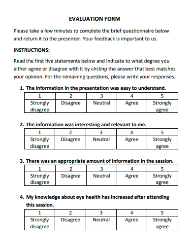 formal evaluation form template