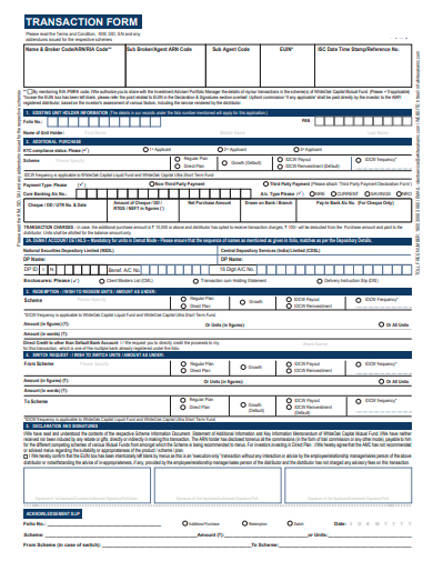 formal transaction form template