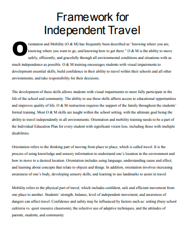 framework for independent travel template