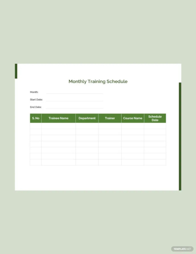 free monthly training schedule template