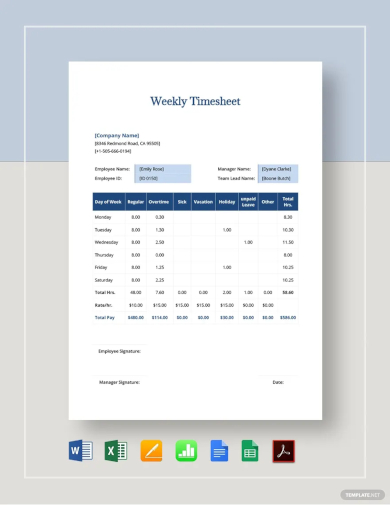 free simple weekly timesheet template