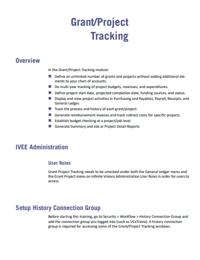 grant project tracking template