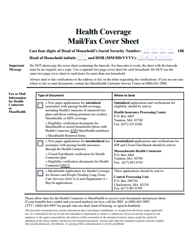 health coverage fax cover sheet template