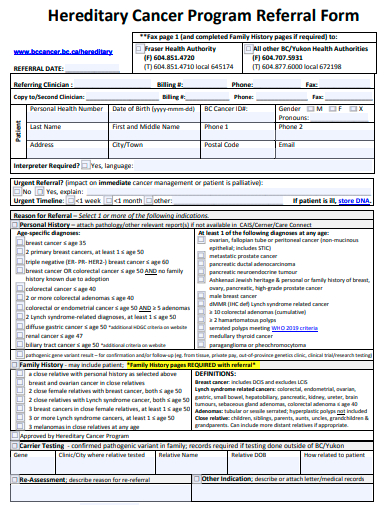 hereditary cancer program referral form template