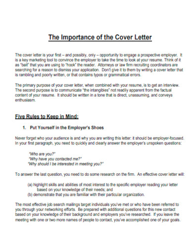importance of the cover letter template