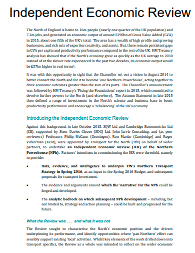 independent economic review template